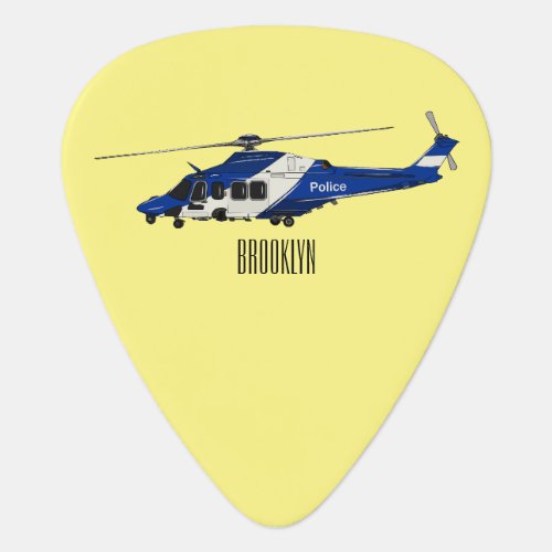 Police helicopter cartoon illustration  guitar pick