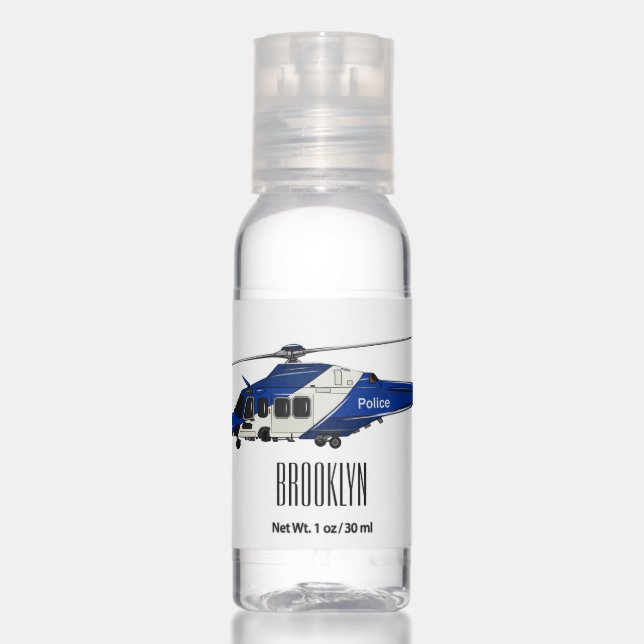 Police helicopter cartoon illustration hand sanitizer (Front)