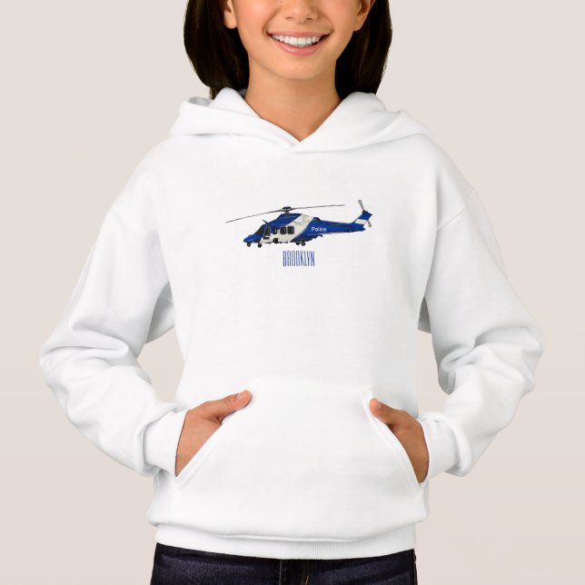 Police helicopter cartoon illustration  hoodie (Front)