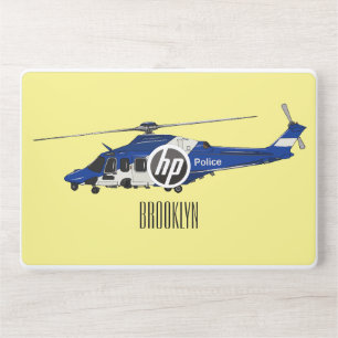 Police helicopter cartoon illustration HP laptop skin