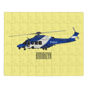 Police helicopter cartoon illustration  jigsaw puzzle