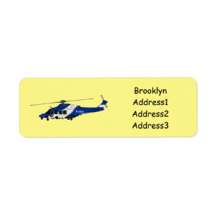 Police helicopter cartoon illustration label
