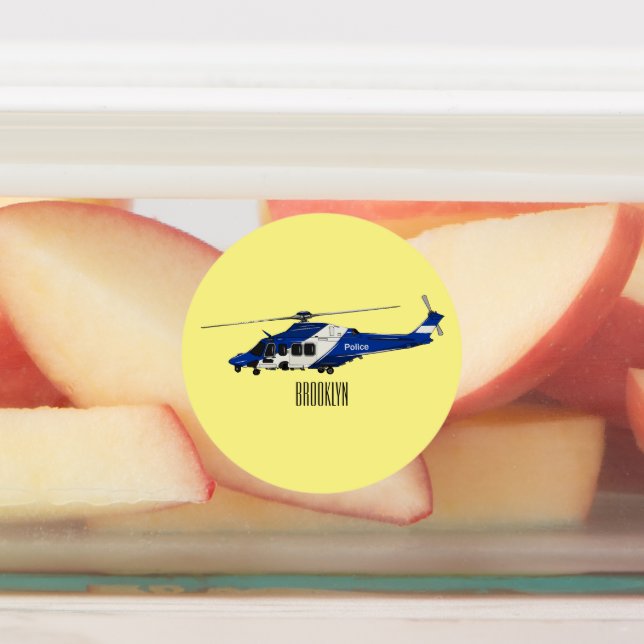 Police helicopter cartoon illustration  labels (Affixed)