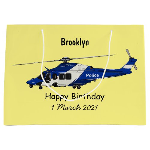 Police helicopter cartoon illustration large gift bag