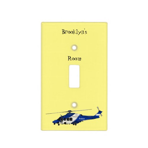 Police helicopter cartoon illustration light switch cover