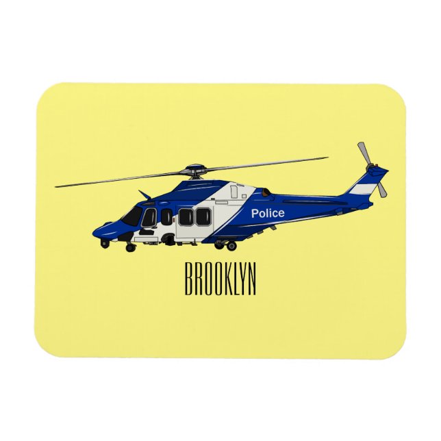 Police helicopter cartoon illustration  magnet (Horizontal)
