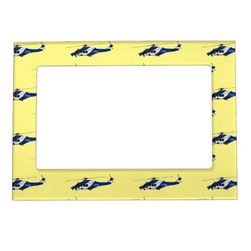 Police helicopter cartoon illustration  magnetic frame