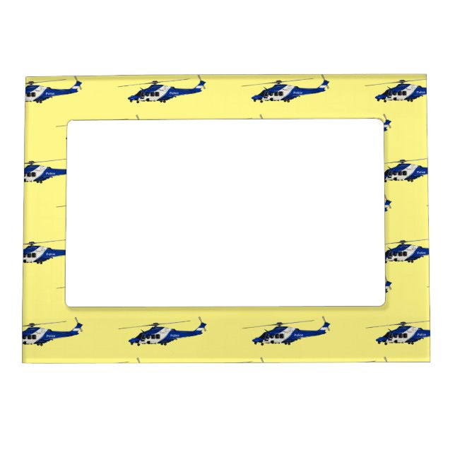 Police helicopter cartoon illustration  magnetic frame (Front)