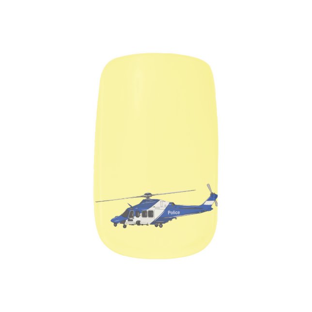 Police helicopter cartoon illustration  minx nail art (Left Thumb)