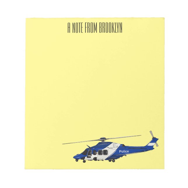 Police helicopter cartoon illustration  notepad (Front)