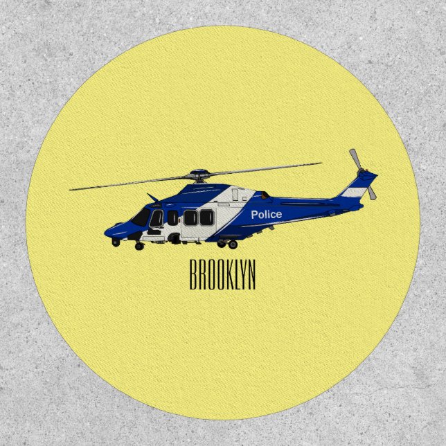 Police helicopter cartoon illustration  patch (Front)