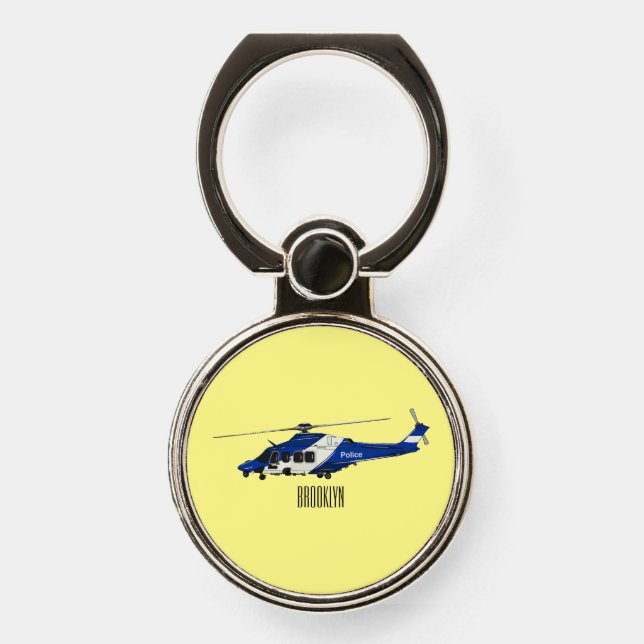 Police helicopter cartoon illustration  phone ring stand (Front)