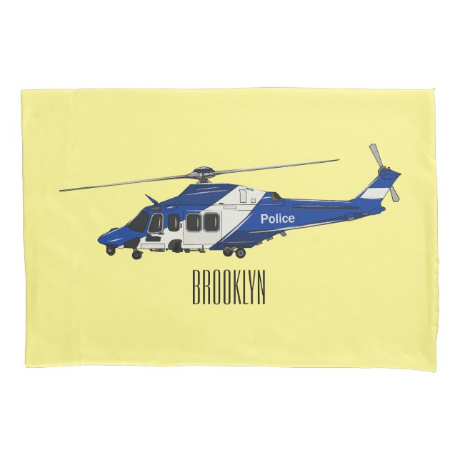 Police helicopter cartoon illustration  pillow case (Front)