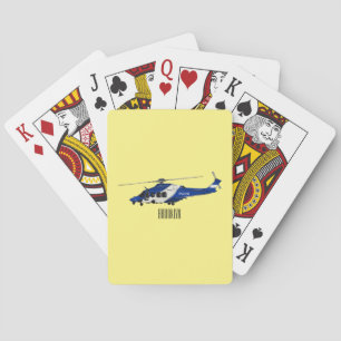 Police helicopter cartoon illustration  poker cards