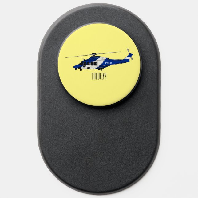 Police helicopter cartoon illustration  PopSocket (Popsocket)