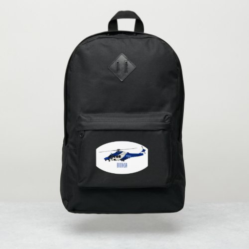 Police helicopter cartoon illustration  port authority backpack
