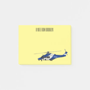 Police helicopter cartoon illustration post-it notes