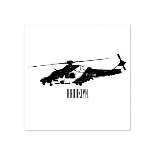 Police helicopter cartoon illustration  rubber stamp