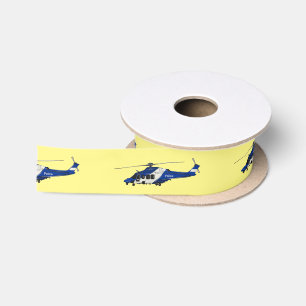 Police helicopter cartoon illustration satin ribbon