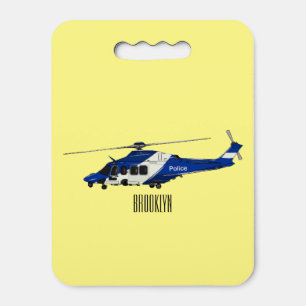 Police helicopter cartoon illustration  seat cushion