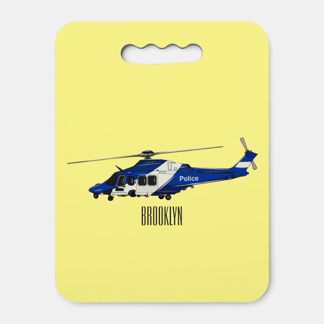 Police helicopter cartoon illustration  seat cushion (Front Vertical)