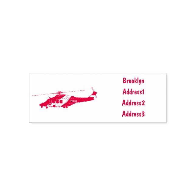 Police helicopter cartoon illustration self-inking stamp (Design)