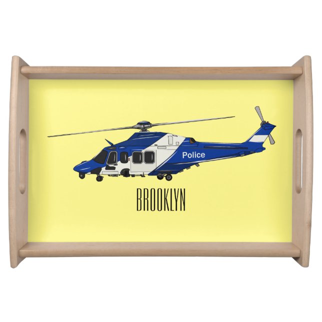 Police helicopter cartoon illustration  serving tray (Front)