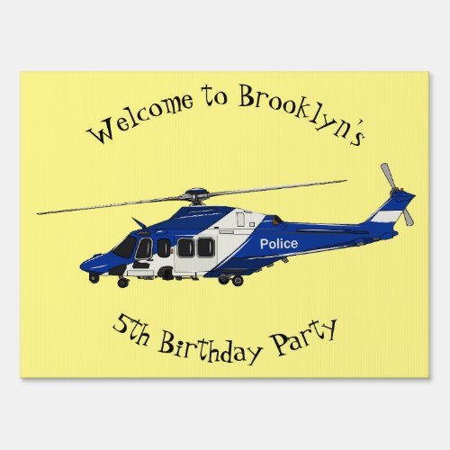 Police helicopter cartoon illustration sign