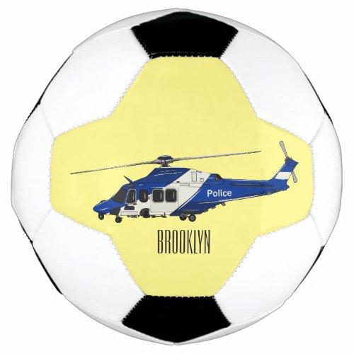 Police helicopter cartoon illustration  soccer ball