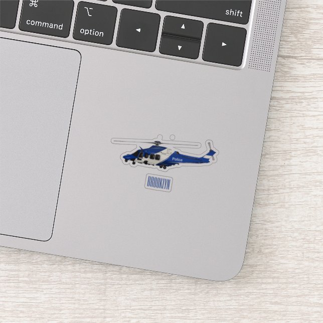 Police helicopter cartoon illustration  sticker (Detail)