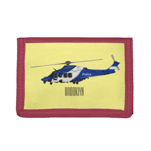 Police helicopter cartoon illustration  trifold wallet