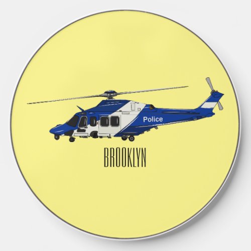 Police helicopter cartoon illustration  wireless charger 