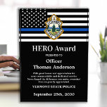 Police HERO Department Custom Logo Recognition Acrylic Award<br><div class="desc">Celebrate and show your appreciation to an outstanding Police Officer with this Thin Blue Line Police HERO Award - American flag design in Police Flag colors , modern black blue design with custom police department logo. Personalize this police officer award with officers name, text with law enforcement department name, logo...</div>