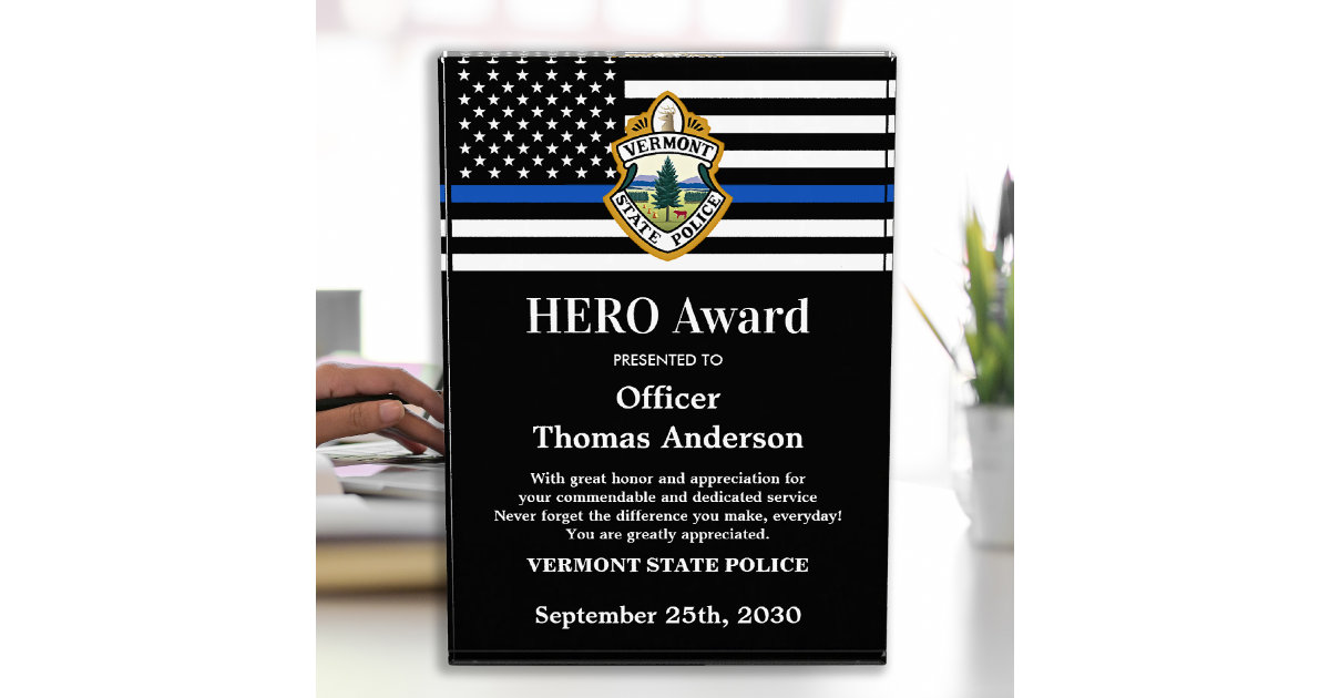 Police HERO Department Custom Logo Recognition Acrylic Award | Zazzle