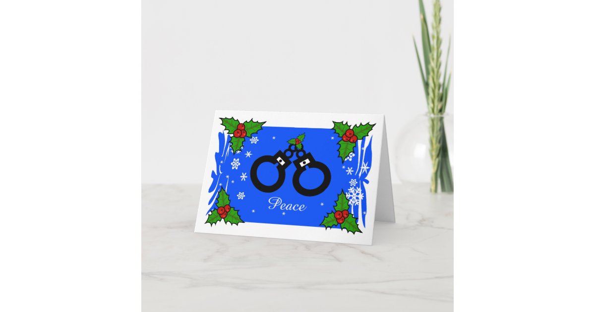 Police Holiday Handcuffs Christmas Card | Zazzle