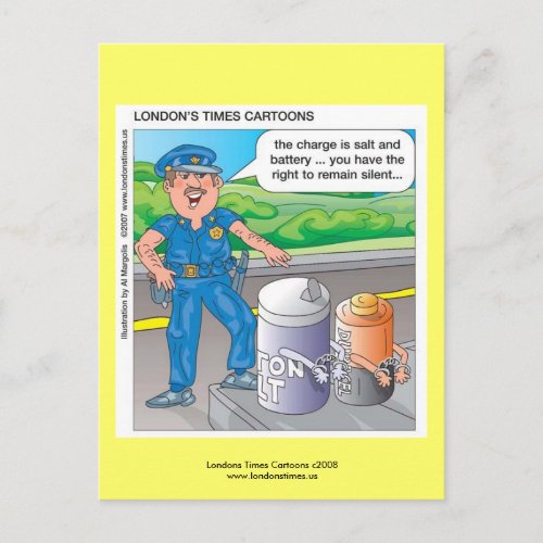 Police Humor Assault  Battery Funny Postcards