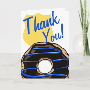 Police Humor Thin Blue Line Donut Letterpress Thank You Card