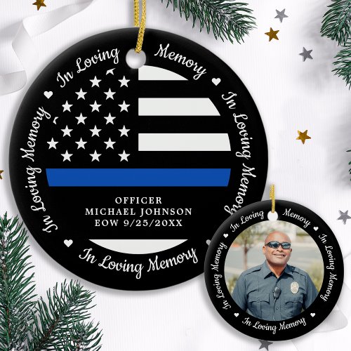 Police In Loving Memory Fallen Officer Memorial Ceramic Ornament