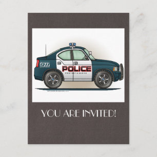 Police Interceptor Car Cop Car Invitation