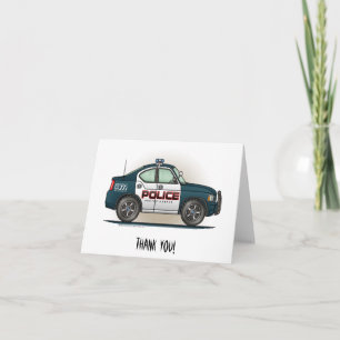 Police Interceptor Car Cop Car Letterpress Thank You Card