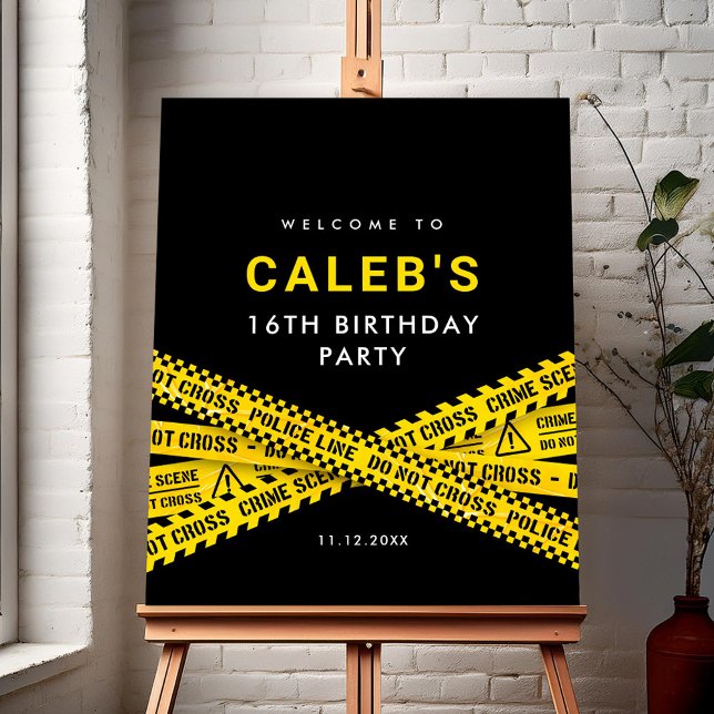 Police investigation themed party welcome sign (Creator Uploaded)