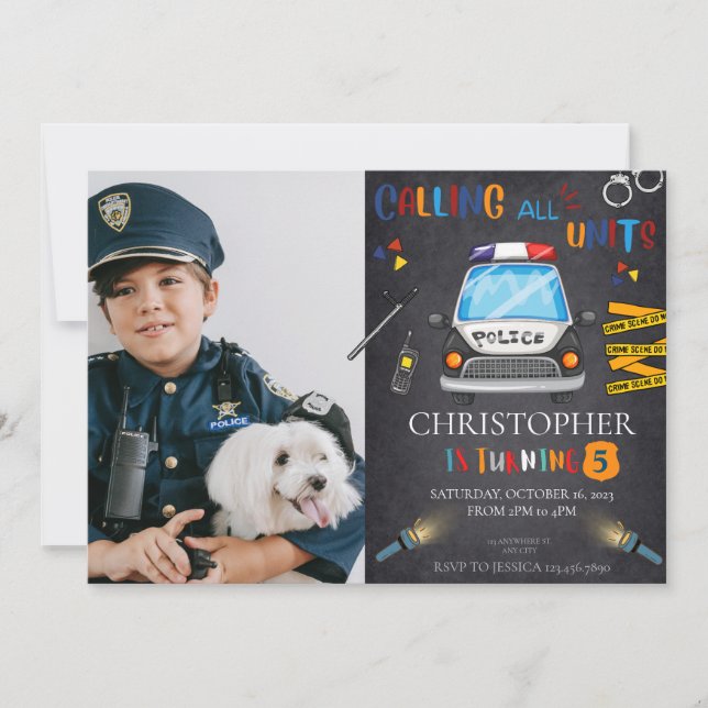 Police Invitation Birthday Party (Front)