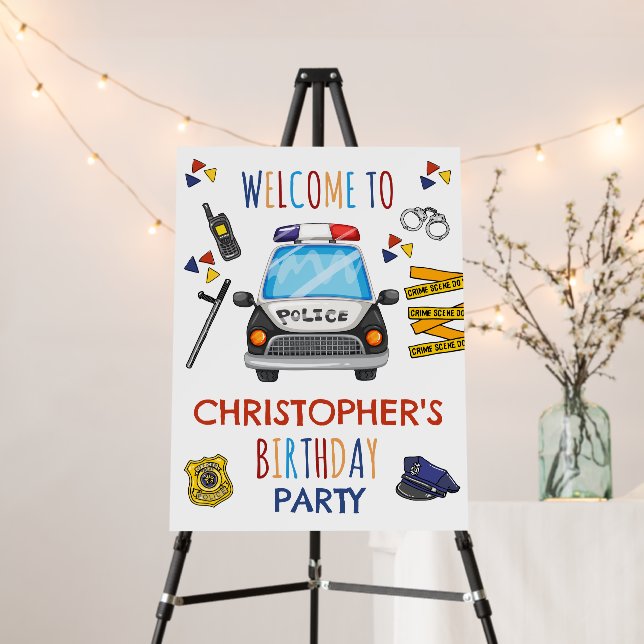 Police Invitation Birthday Party Foam Board (In Situ (Stand))