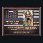 Police K9 Dog Law Enforcement Officer Retirement A Award Plaque<br><div class="desc">Honor your best partner and police dog for his dedicated years of service with this Thin Blue Line Police Dog Retirement Appreciation Photo award plaque. Personalize with your police K9 officer's photo, name, personal message, service dates and service years. Also personalize with badge, department logo or seal. Perfect for police...</div>