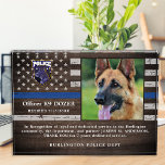 Police K9 Dog Law Enforcement Officer Retirement Acrylic Award<br><div class="desc">Honor your best partner and police dog for his dedicated years of service with this Thin Blue Line Police Dog Retirement Appreciation Photo award. Personalize with your police K9 officer's photo, name, personal message, service dates and service years. Also personalize with badge, department logo or seal. Perfect for police K9...</div>