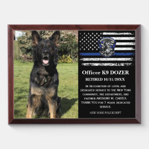 Police K9 Dog Law Enforcement Officer Retirement Award Plaque