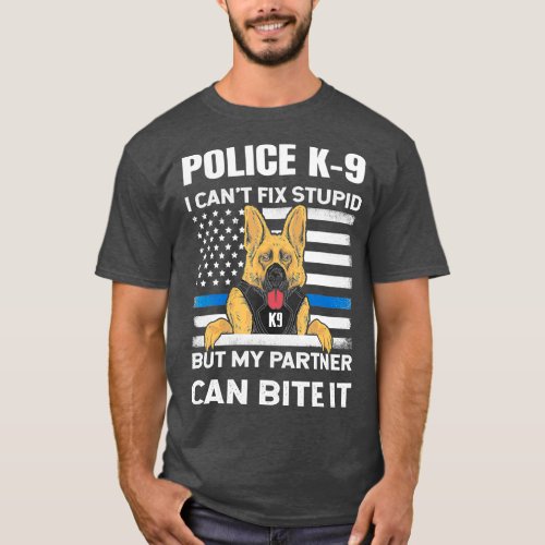 Police K9 Dog My Partner Can Bite It Flag T_Shirt