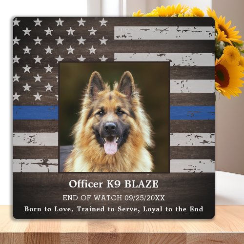 Police K9 Memorial Fallen Officer Police Dog Plaque