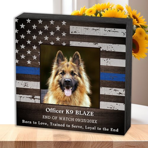 Police K9 Memorial Fallen Officer Police Dog  Wooden Box Sign