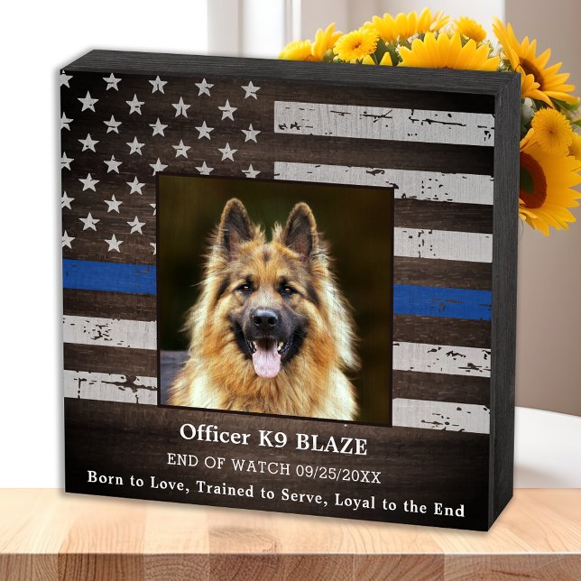 Police K9 Memorial Fallen Officer Police Dog  Wooden Box Sign (Creator Uploaded)